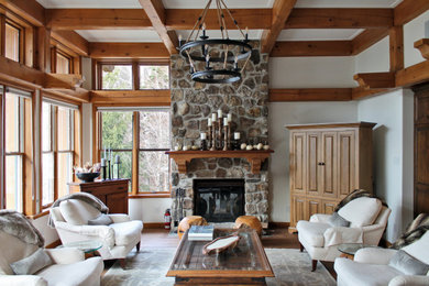 Living room - rustic living room idea in Montreal