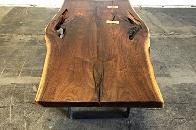 Bookmatched Black Walnut, Live Edge Coffee Table - P10240