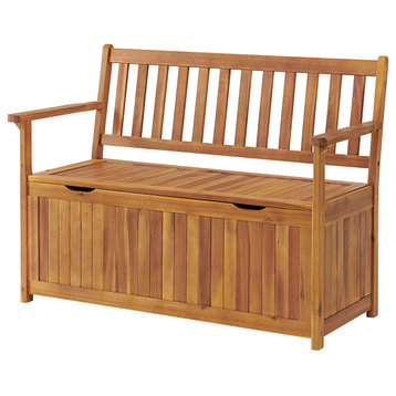 Londonderry 47"W Acacia Wood Outdoor Storage Bench