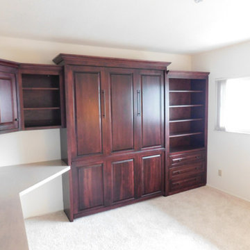 Traditional Murphy Wall Bed with Hidden Leg, Side Nightstand Bookcase