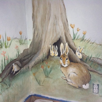 Beatrix Potter inspired childs room mural