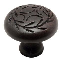 Cosmas - Leaf Cabinet Round Knob, Oil Rubbed Bronze, Set of 25 - Cabinet And Drawer Knobs