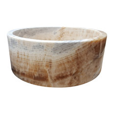 Cylindrical Natural Stone Vessel Sink, Honey Onyx