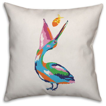 Painterly Pelican 18x18 Throw Pillow