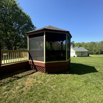 Pressure-Treated Wood Deck with Gate Access and Gazebo Connection