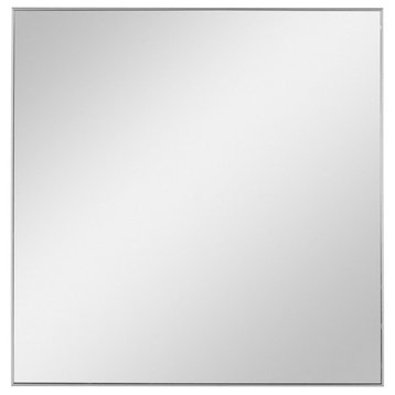 Modern Square Wall Decor Mirror in Brushed Silver Finish Simple Clean Frame 28