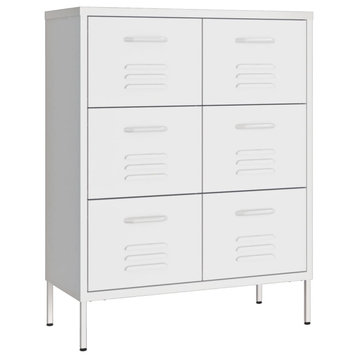 vidaXL Drawer Cabinet File Cabinet Freestanding Storage Cabinet White Steel