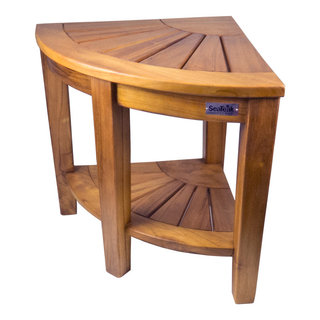 Teak Shower and Spa Corner Seat Oiled Finish Traditional Shower Benches Seats by SeaTeak Houzz