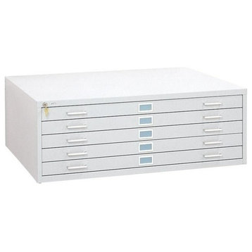 Scranton & Co 5 Drawer Flat Files Metal Cabinet for 36" x 48" Documents in White