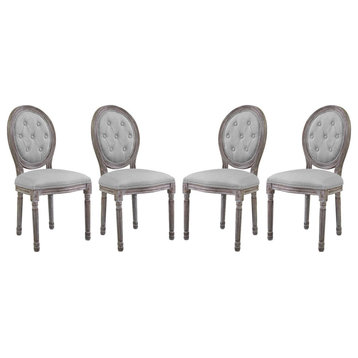 Side Dining Chair, Set of 4, Fabric, Gray, Modern, Cafe Bistro Restaurant