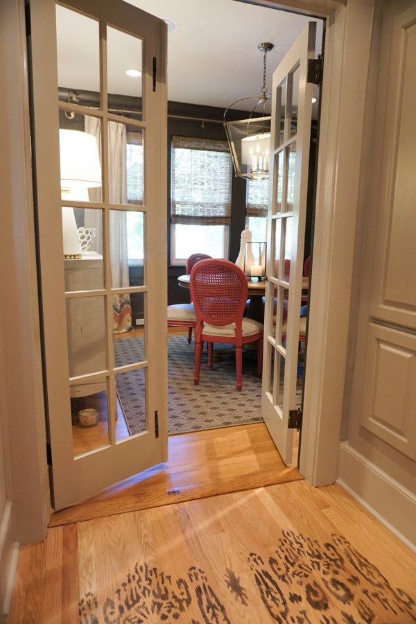 Stenciled floor in place of a rug!