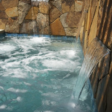 Water tumbling into spa