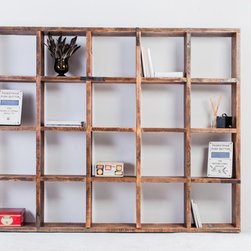 Bazany Reclaimed Canadian Cedar Stained Scaffolding 20 Aperture Display Cube - Bookcases