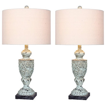 Urn Resin Table Lamps, Antique Blue, 26.5"