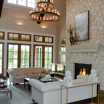 Custom Fireplace featuring Weston Cream Natural Stone Veneer
