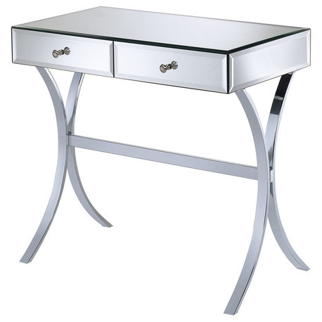 Coaster Contemporary Wood 2-Drawer Console Table in Mirrored