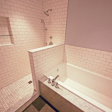 Subway Tile and Marble Slab Bathroom Remodel in Pacific Heights, San Francisco