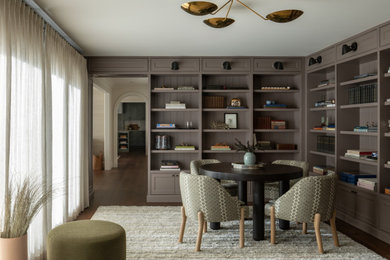 Example of a transitional home office design in Chicago