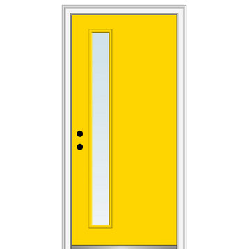 36 in.x80 in. 1 Lite Clear Right-Hand Inswing Painted Fiberglass Smooth Door
