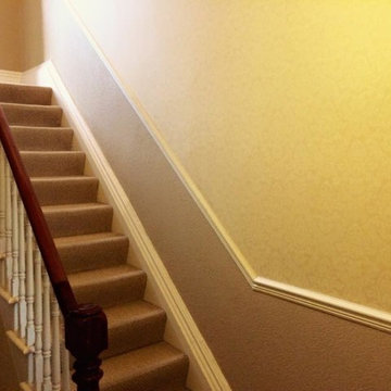 Traditional wallpaper installed on staircase