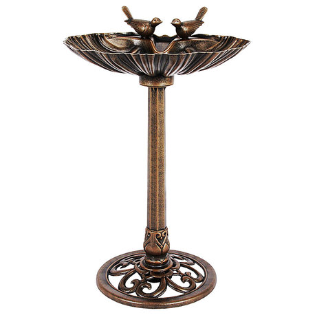 Sitting Pair of Birds Birdbath, Bronze Lightweight for Yard/Garden