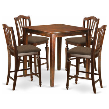 5 Pc Counter Height Set -Pub Table And 4 Kitchen Chairs, Mahogany