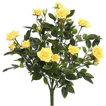 Vickerman 15" Mini Diamond Rosa Bush, Yellow