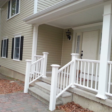 5 1/4" HardiePlank Cedarmill Sandtone Beige Arctic White HardiTrim Stratford