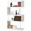 Bowery Hill 4-Shelf Asymmetrical Snaking Contemporary Wood Bookcase in White