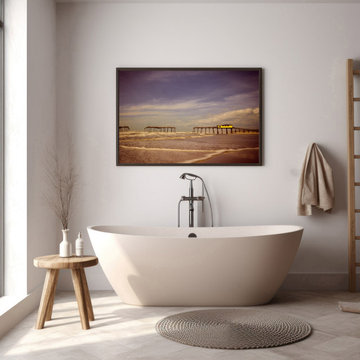 Aged View of Frisco Pier Coastal Wall Art Prints