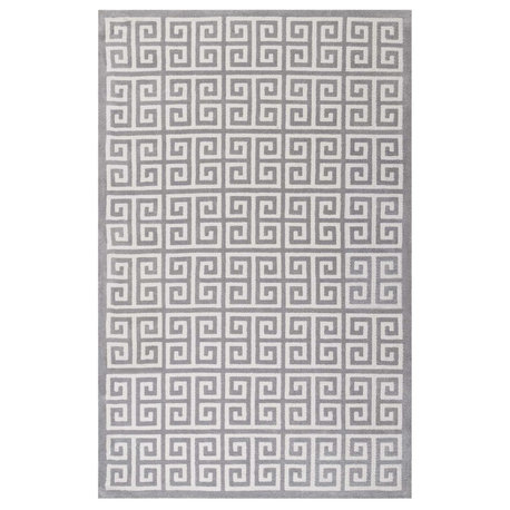 Freydis Greek Key 8'x10' Area Rug, White and Light Gray