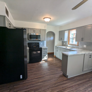 Small Transitional Kitchen Remodel Done in Pebble Grey Cabinets