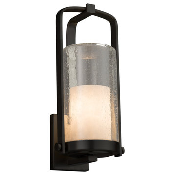 Clouds Atlantic Large Outdoor Wall Sconce, Cylinder/Flat, Black, Clouds