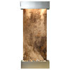 Inspiration Falls Water Fountain, Magnifico Travertine, Stainless Steel, Square