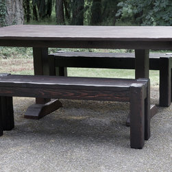 Rustic TrestleTable with Benches - Kitchen And Dining Furniture