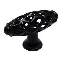 Cosmas - Cosmas 1749FB Flat Black Birdcage Cabinet Knob [10 PACK] - Cabinet And Drawer Knobs