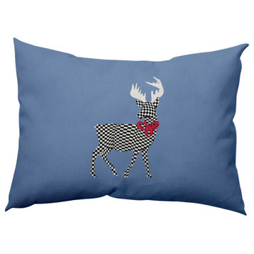 Merry Deer Decorative Throw Pillow, Blue, 14"x20"
