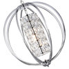 3-Light Chrome Finish 24 Globe Orb Chandelier with Crystal Lined Cylinder Glam