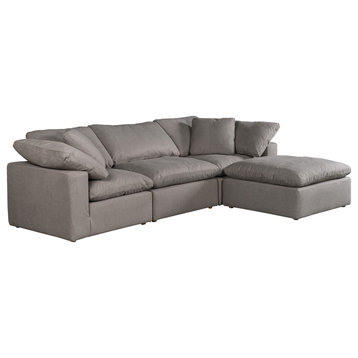 4 PC Set Livesmart Stain Resistant Feathert Filled Grey Sectional Modular Lounge