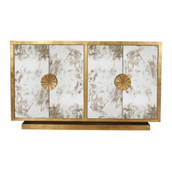 Worlds-Away - Calypso Mirror Cabinet, Silver Leaf - Buffets And Sideboards