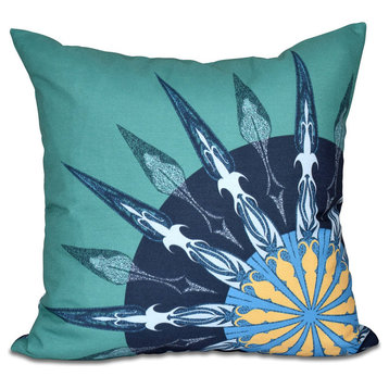 Sailor'S Delight, Geometric Print Outdoor Pillow, Green, 20"x20"