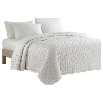 Lyocell Quilt Set, 3 Piece, White, King