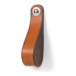 Walnut Studiolo - Leather Drawer Pull, The Hawthorne, Honey, Large, Nickel - Cabinet And Drawer Handle Pulls