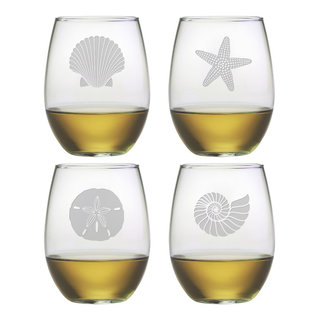 What The Shell 4 Piece 17oz. Stemless Wine Glass Set Susquehanna Glass