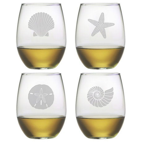 Beachcomber 4-Piece Stemless Wine Glass Set