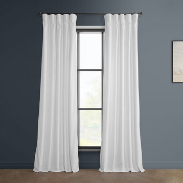 Heritage Plush Velvet Curtain Single Panel, White, 50"x96"