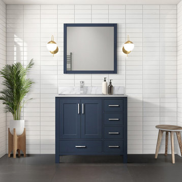 Jacques Vanity 36", Navy Blue, Vanity Cabinet Only, Left Version