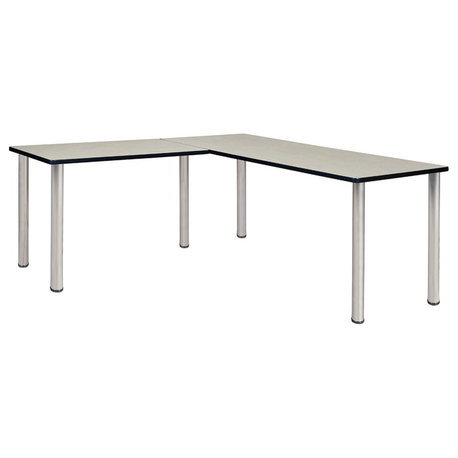 Kee 66" L-Desk with 42" Return, Maple/Chrome