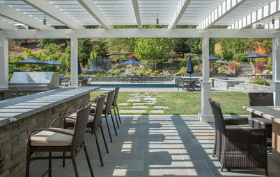 My Houzz: A Family Backyard for Dining, Relaxing, Swimming and Playing