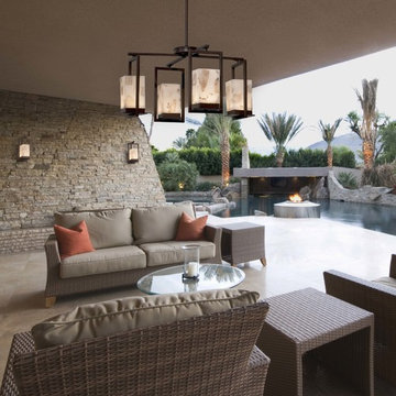 Alabaster Rocks!™ Laguna 4-Light Outdoor Chandelier - Dark Bronze - LED